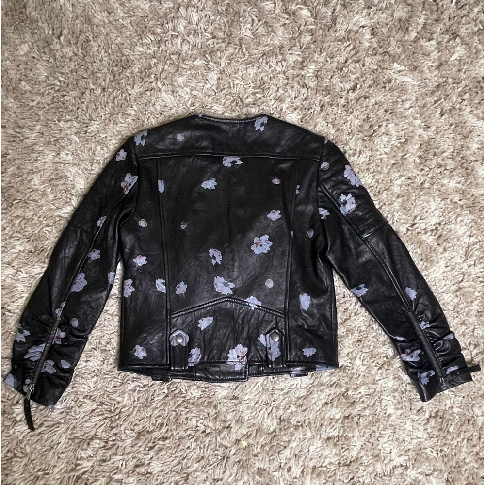 NWOT Joie Thisbe Moto Black Floral Lamb Leather Jacket Size XS - Picture 9 of 16